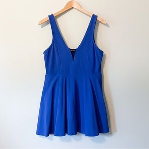 Express Royal Blue Deep V-Wore Mini Dress Skort